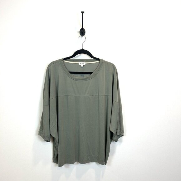 Women’s POL Large Loose Boho Top Split Back Green Gray - Picture 1 of 8